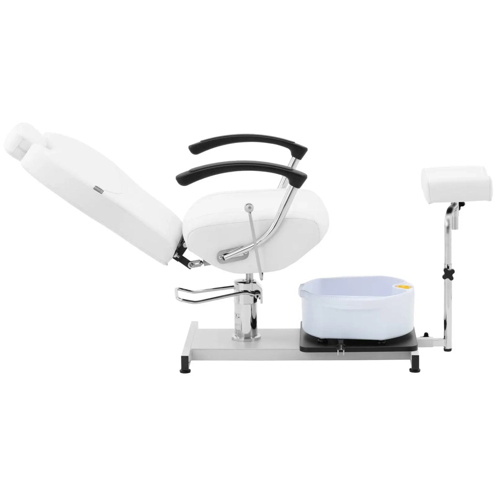 Poltrona per pedicure con poggiagambe e pediluvio compensato in PVC plastica acciaio schiuma sintetica bianco 14_0009010