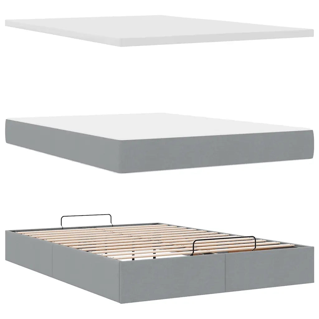 Pouf Letto con Materasso Grigio Chiaro 140x190 cm in Tessuto 3311622