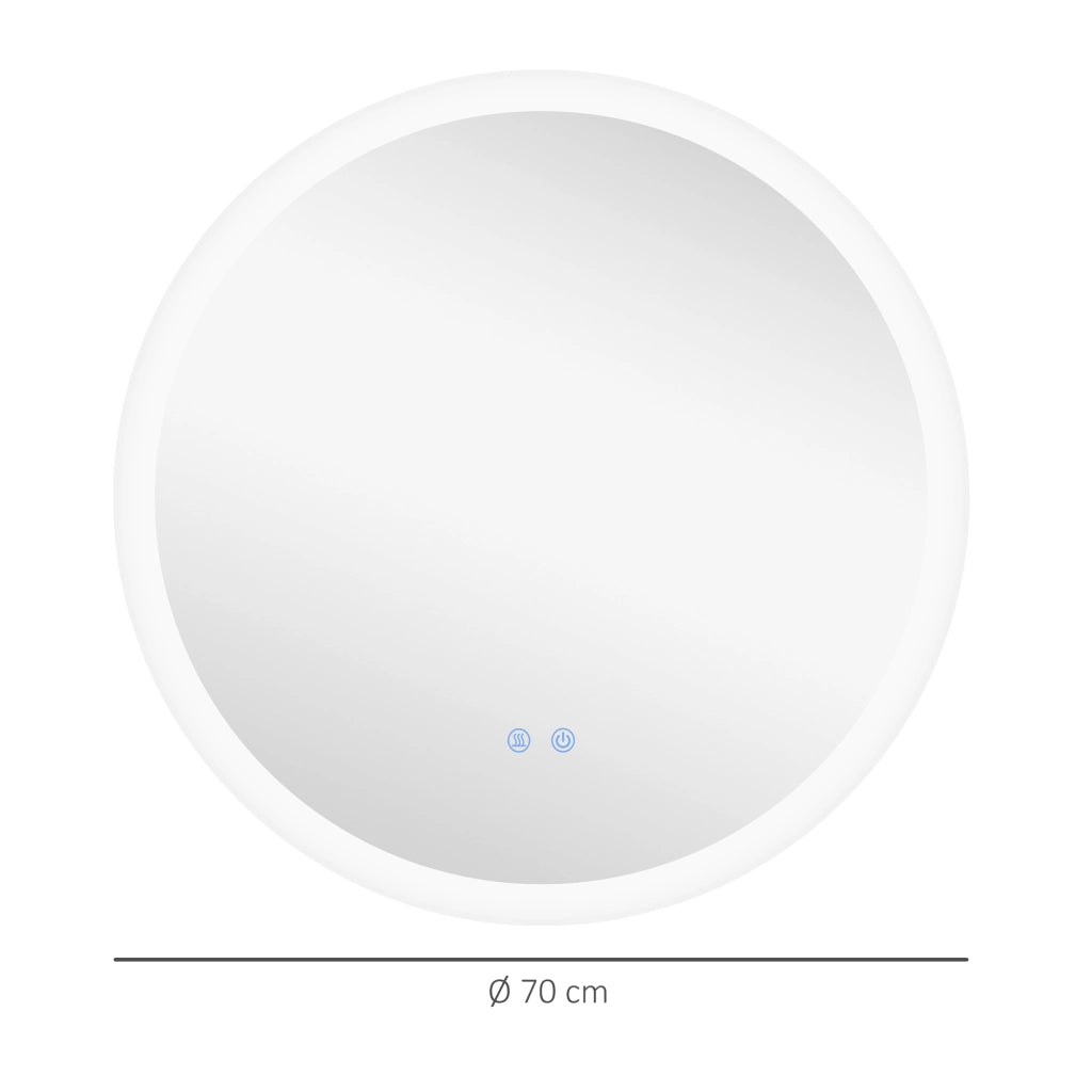 Specchio bagno rotondo LED Ø70 cm con 3 colori di luce, antiappannamento, touch, IP44