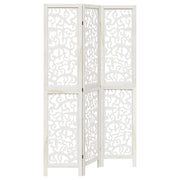 Divisorio Ambienti 3 Pannelli-Set di 3 pannelli Paravento Bianco Legno Massello di Paulownia