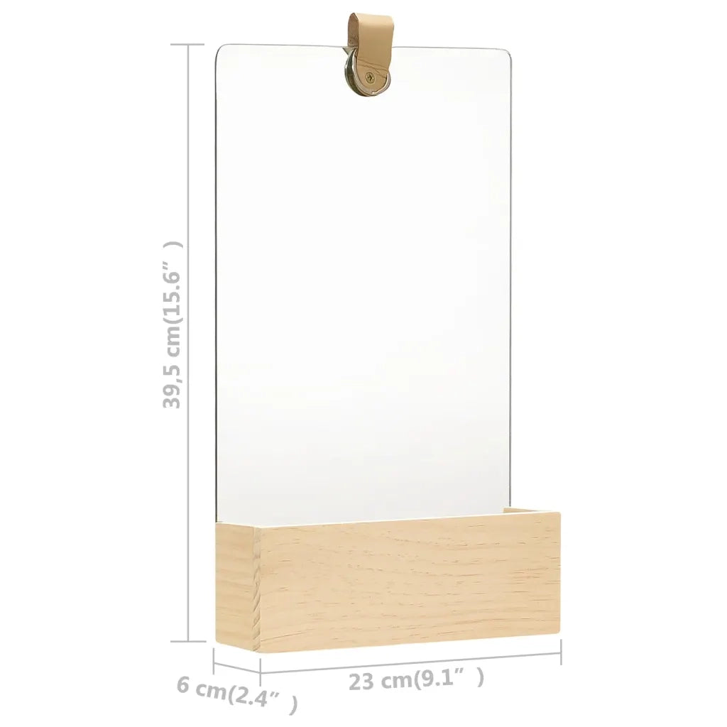Specchio da Parete in Legno Massello di Pino 23x39,5 cm 322802