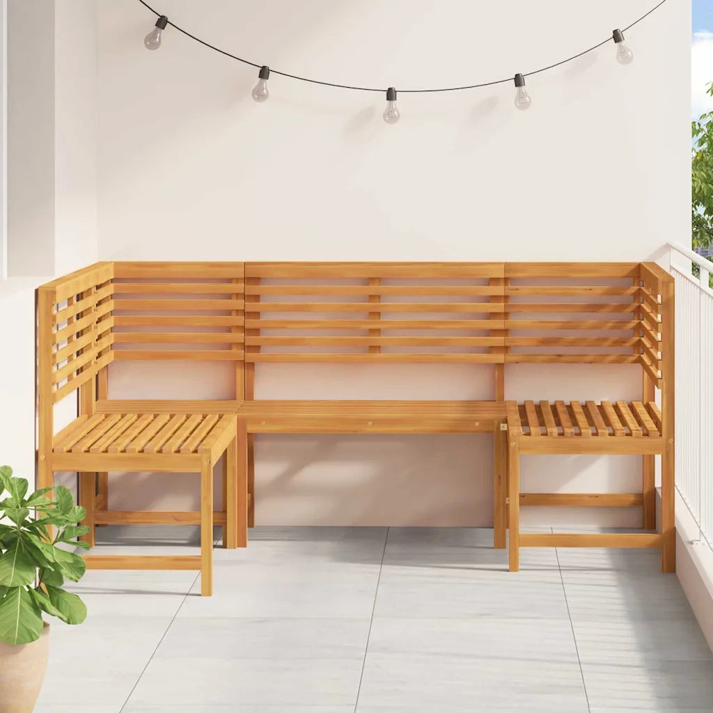 Set Panchina da Giardino 3 pcs Marrone Legno di Acacia Massello 3328691