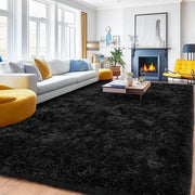 Tapijt Zwart 160x230, Tapijt Pluizig per Woonkamer con Antislip per Soggiorno e Camera da Letto