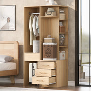 Armadio con ripiani aperti e scomparti chiusi 70 x 55 x 175 cm in MDF; colore legno