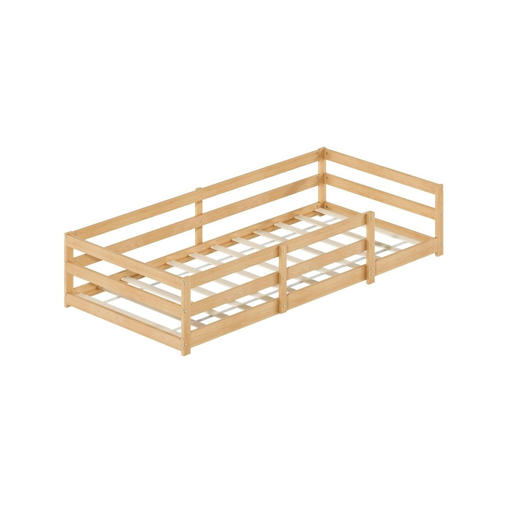 Letto Montessori per Bambini ¨C MINIMAL ¨C Pino Massello, Senza Rete, 90x200, Naturale