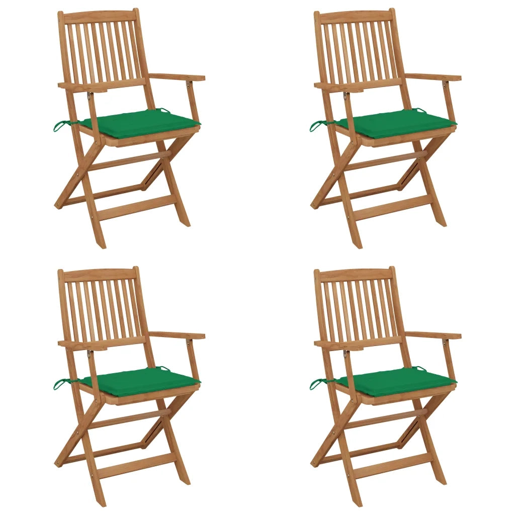 Sedie da Giardino Pieghevoli 4 pz con Cuscini Massello Acacia cod mxl 7747
