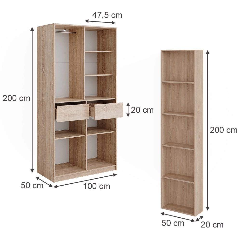 Armadio Elmo Sonoma 50 x 200 cm Set di 2 Vicco
