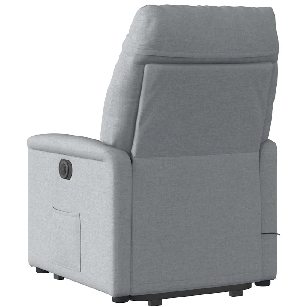 Poltrona Alzapersona Massaggi Reclinabile Grigio Chiaro Tessuto