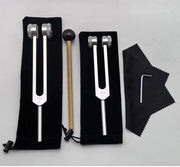 Set di attrezzi per la guarigione - Ideali per la guarigione, chakre, terapia del suono e il mantenimento di una perfetta armonia dello spirito - Argento 128 + argento 256 + 2 pezzi di stoffa + martelletto del suono + punteruolo + asciugamano di pulizia