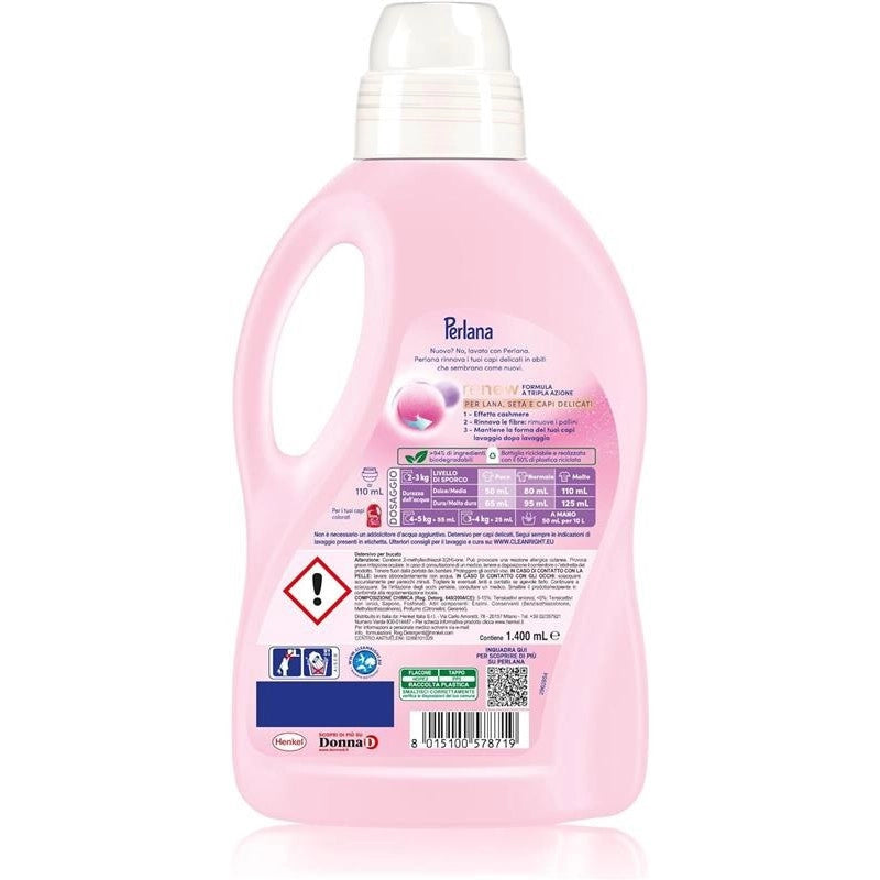 PERLANA DETERSIVO DELICATI LAVATRICE LIQUIDO PER LANA SETA E DELICATI EFFETTO CASHMERE E FIBRE RINNOVATE 28 LAVAGGI