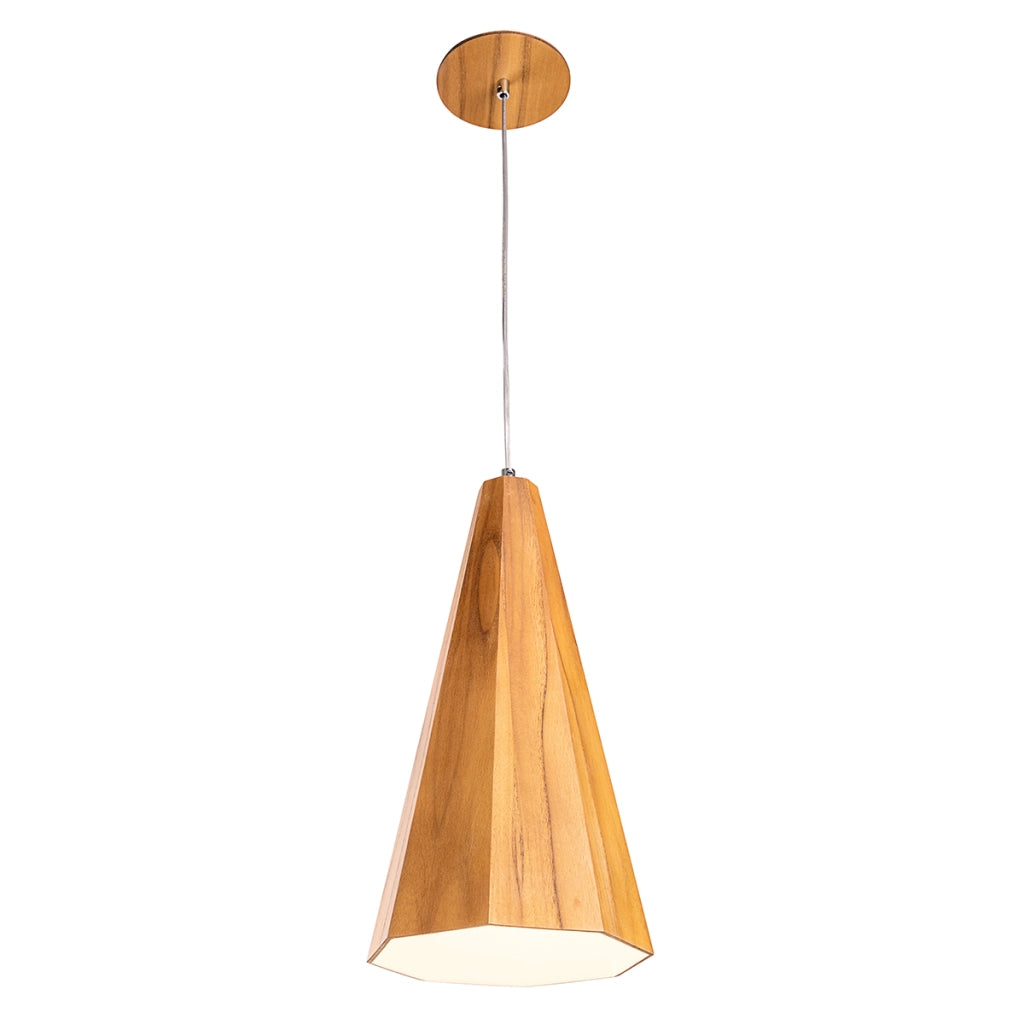 Lampada a sospensione conica teak Angular Quintiesse E27