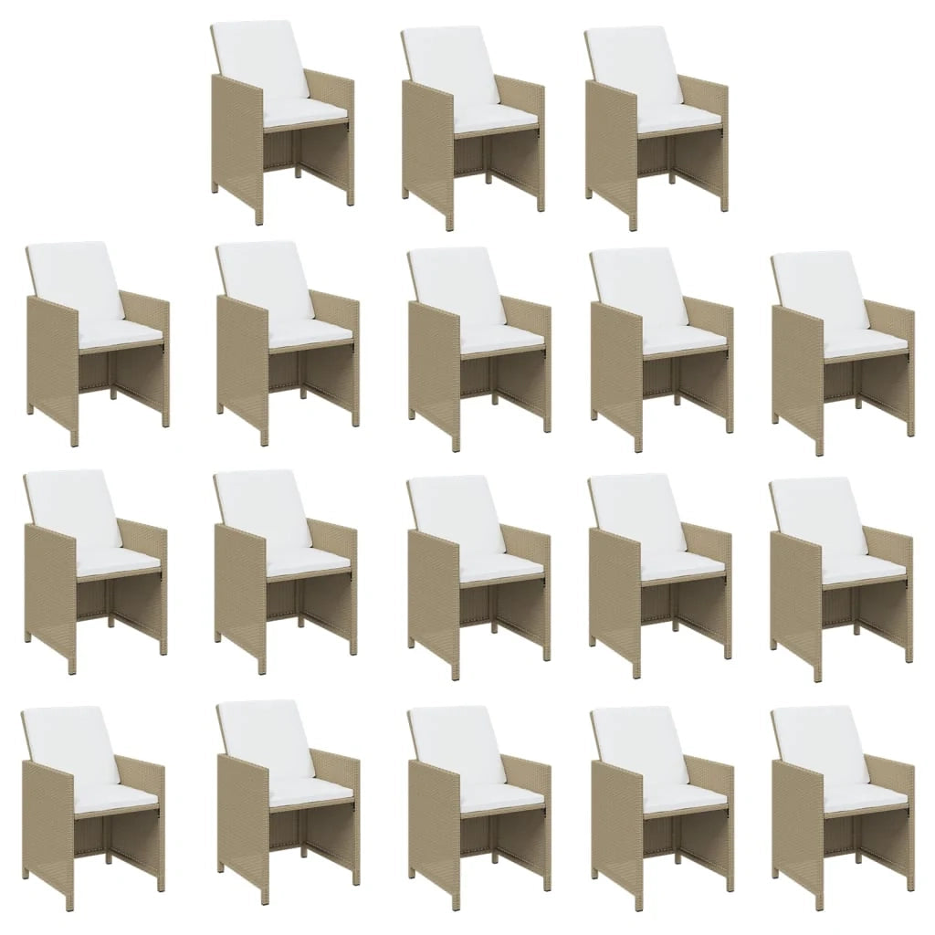 Set da pranzo per esterni composto da 19 pezzi con cuscini in resina intrecciata beige 02_0014427
