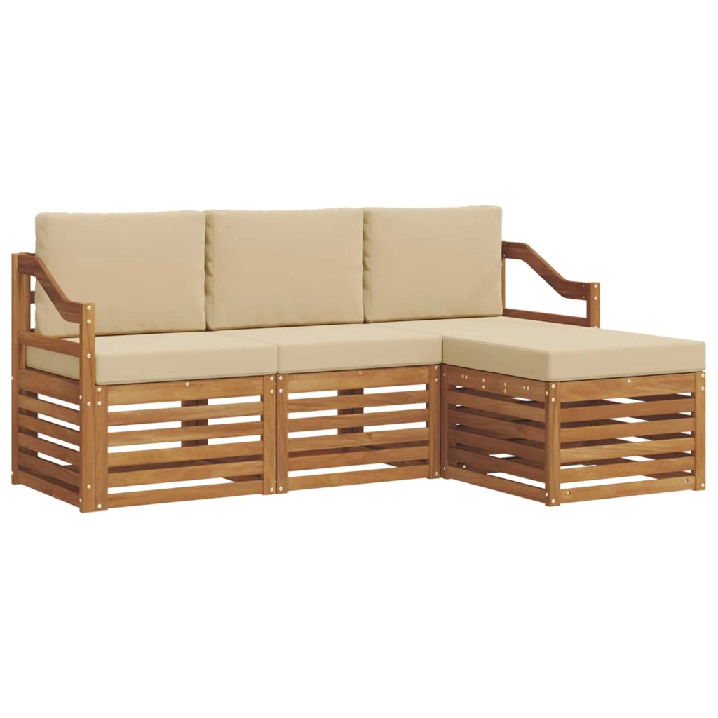 Set di divani da esterno con cuscino 4 pcs Naturale e Beige 3374628