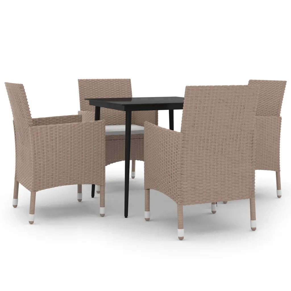 Set da Pranzo per Giardino 5 pz con Cuscini Polyrattan e Vetro cod mxl 35823