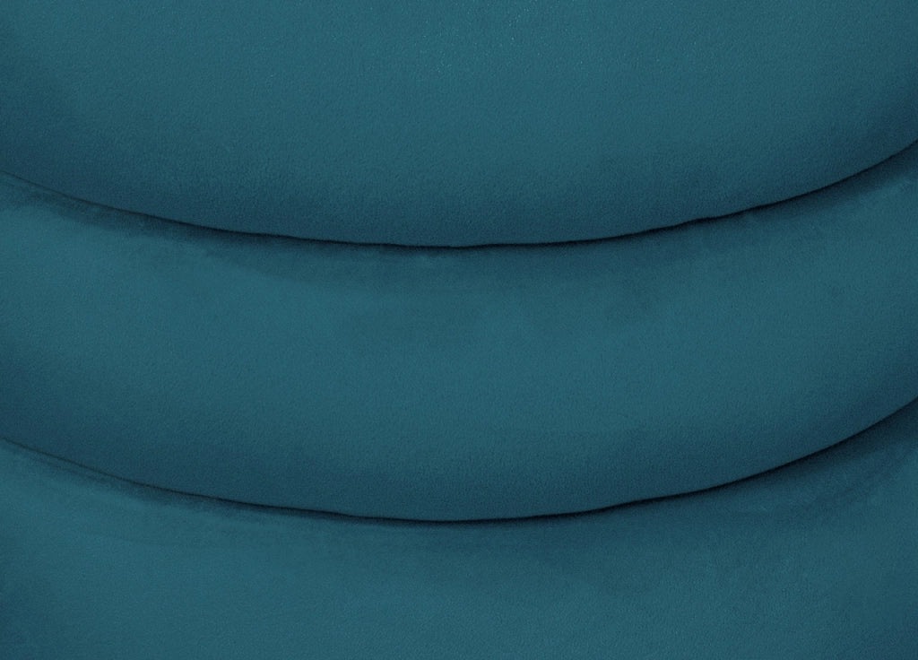 Pouf Salotto/Camera Rotondo Imbottito Modello Velvet Creamy Tinta Unita - Pouf - Petrolio