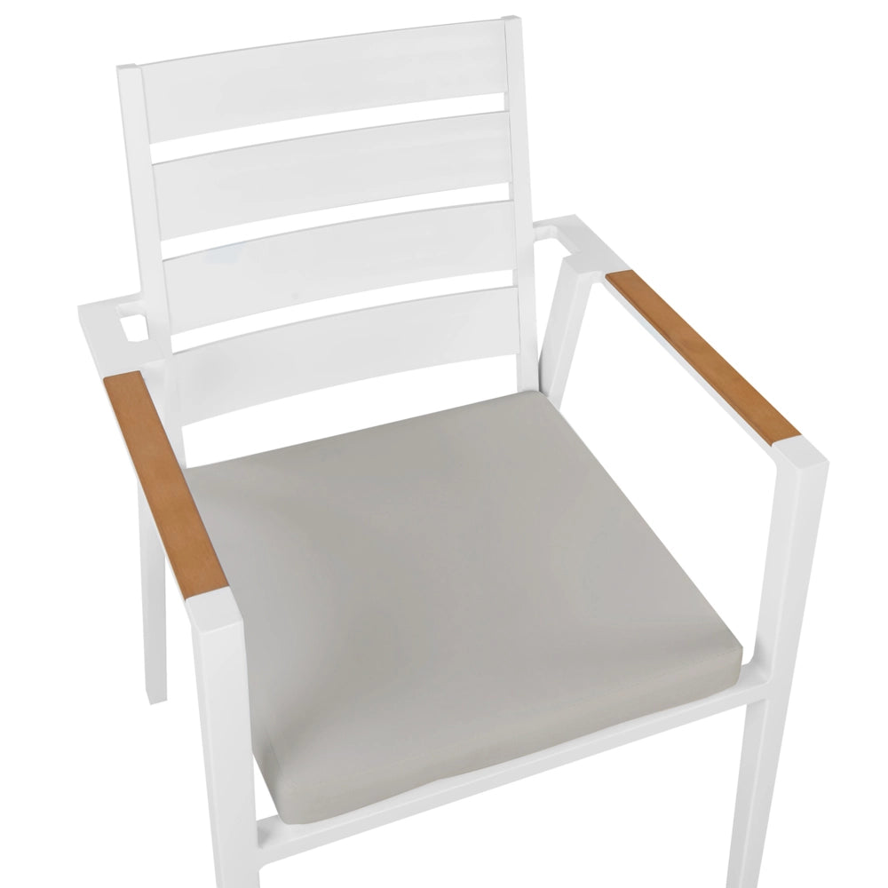 Set da pranzo da giardino a 4 posti con tavolo in alluminio e piano grigio con sedie con cuscini giardino terrazzo elegante