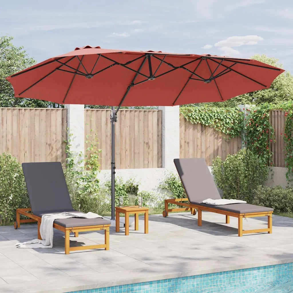 vidaXL Ombrellone a braccio da giardino Terracotta 372 x 198 x 243 cm