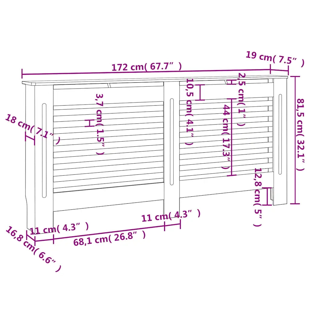 Copertura per Radiatore Nera 172x19x81,5 cm in MDF CFW7986908