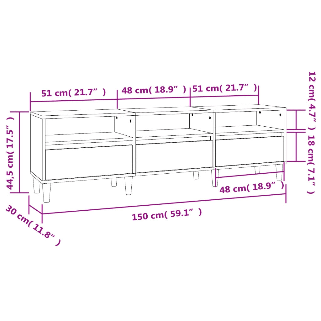 Mobile TV | Armadietto TV | Mobile Porta TV Grigio Cemento 150x30x44,5 cm Legno Multistrato