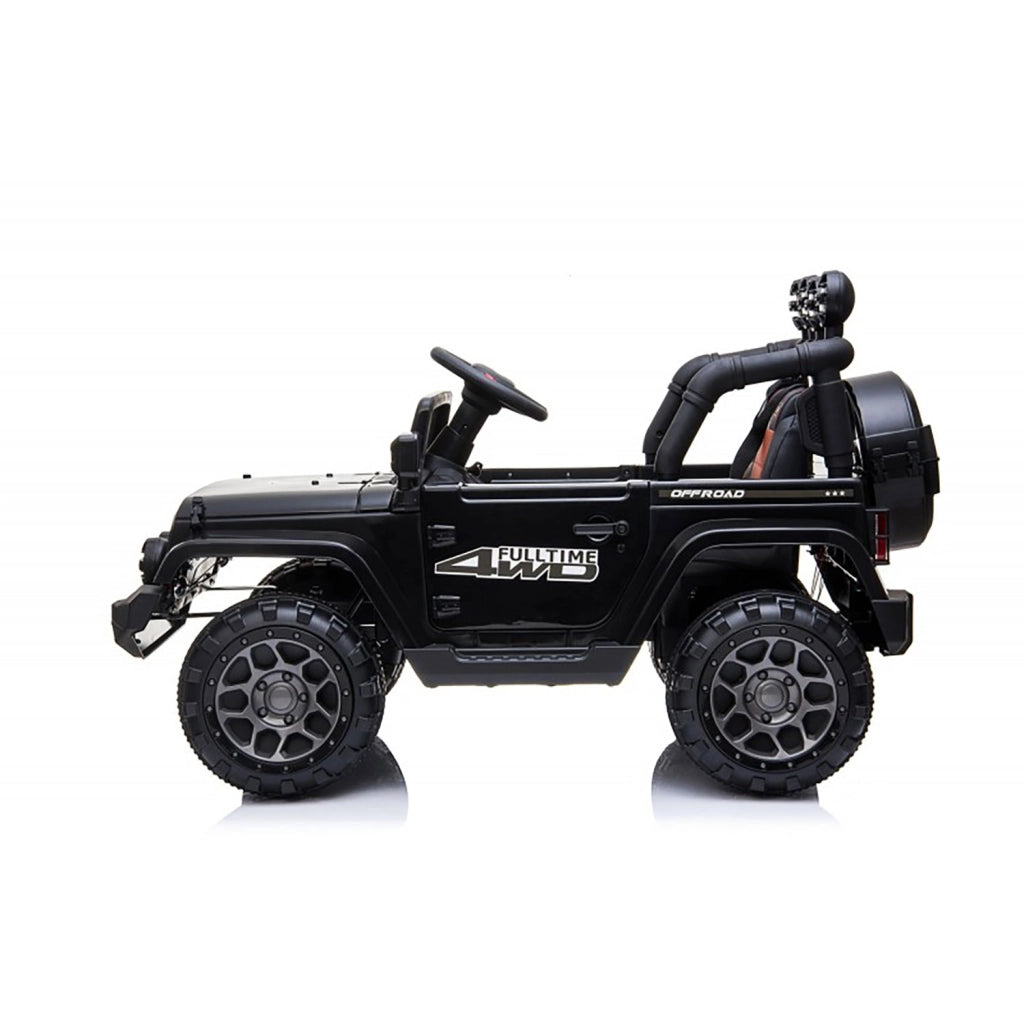 Macchina Elettrica per Bambini Fuoristrada Adventure 12V con Telecomando e Sedile in Pelle Nero
