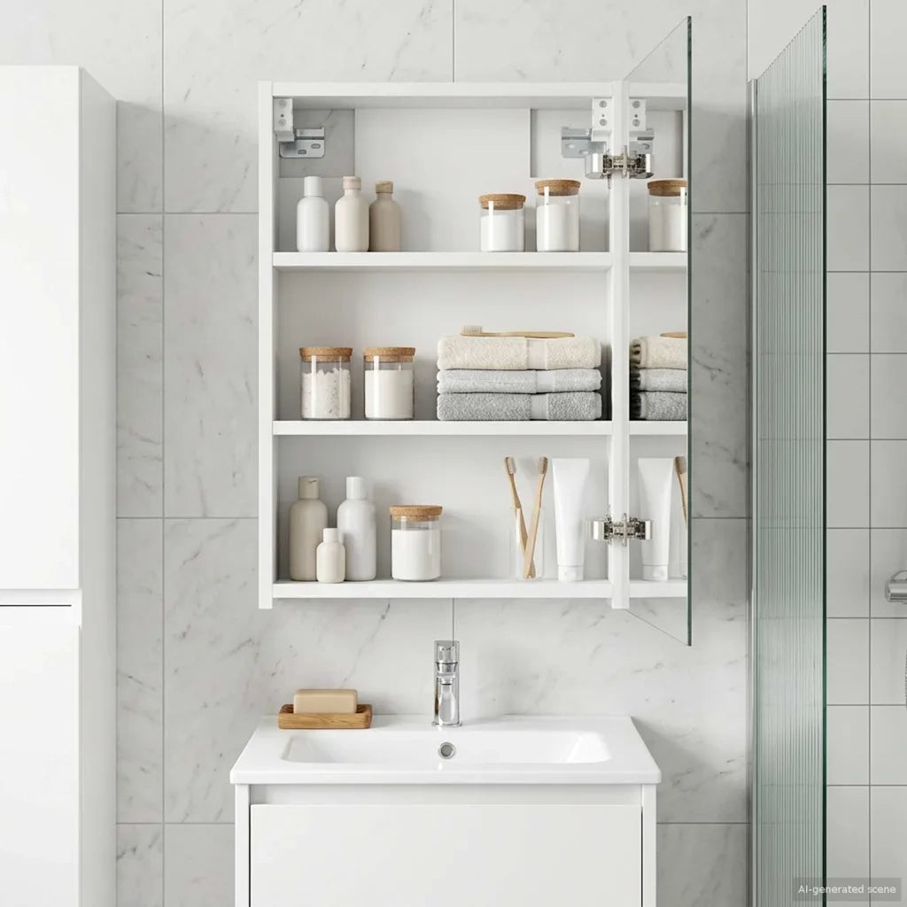Mobiletto per specchio da bagno Bianco 40 x 10,5 x 60,5 cm