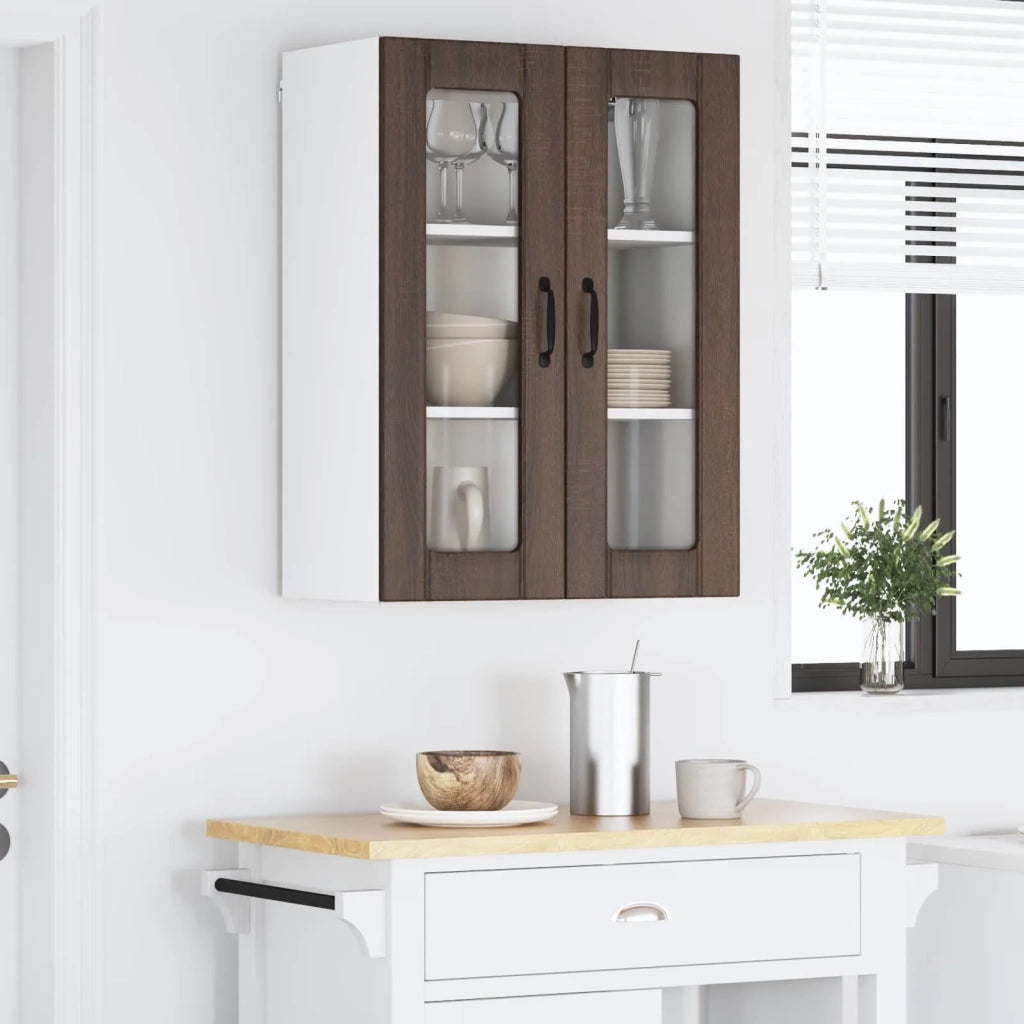 Mobile in vetro da parete LUCCA Rovere Marrone 60 x 31 x 80 cm