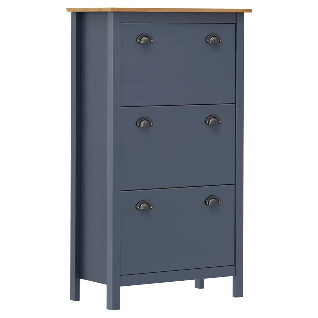 Scarpiera mobile contenitore per scarpe mobile per ingresso/corridoio/soggiorno Hill 72 x 35 x 124 cm legno di pino massiccio grigio 02_0021868