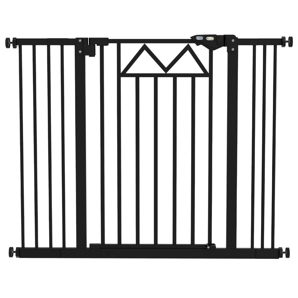 Cancelletto per Cani 74-100x76 cm 4 Viti Regolabili e Nastro Adesivo in Metallo e Plastica Nero