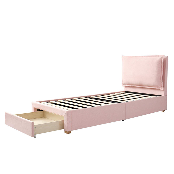 Letto imbottito 90x200cm - Xylo - testiera chenille rosa