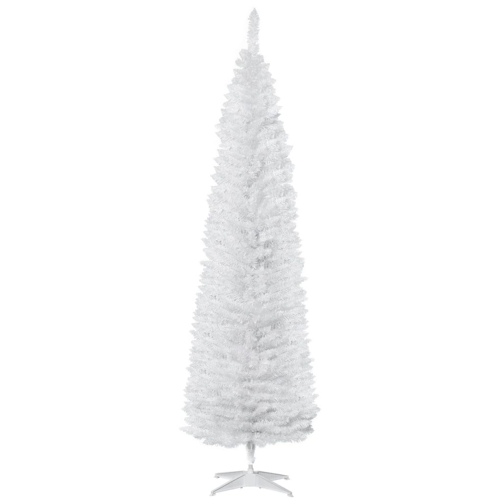 Albero di Natale Artificiale Stretto 210 cm 499 Rami Base Scomponibile ¨C zephmum ¨C Bianco