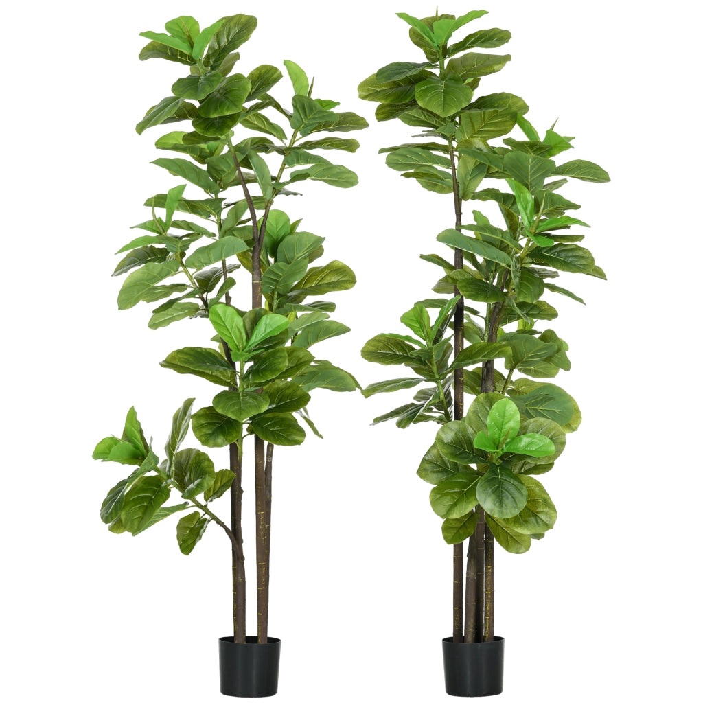 Piante Finto Ficus Lyrata 2 Pezzi ¨C Minimal ¨C Verde 180cm con Vaso