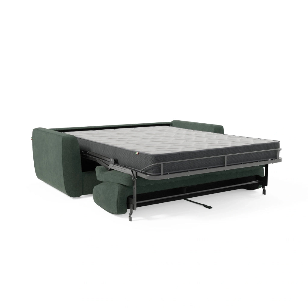 Leonida Divano letto sfoderabile e materasso H18 cm - vano portaguanciali in tessuto Smacchiabile T23 202 cm verde