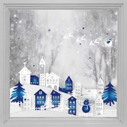 Decorazione di Natale Statica Foliato per Finestre Privacy Doppio Faccia Nebbia di Neve Etichetta per Finestre Anti-UV per Decorazioni di Natale Casa e Babbo Natale T030