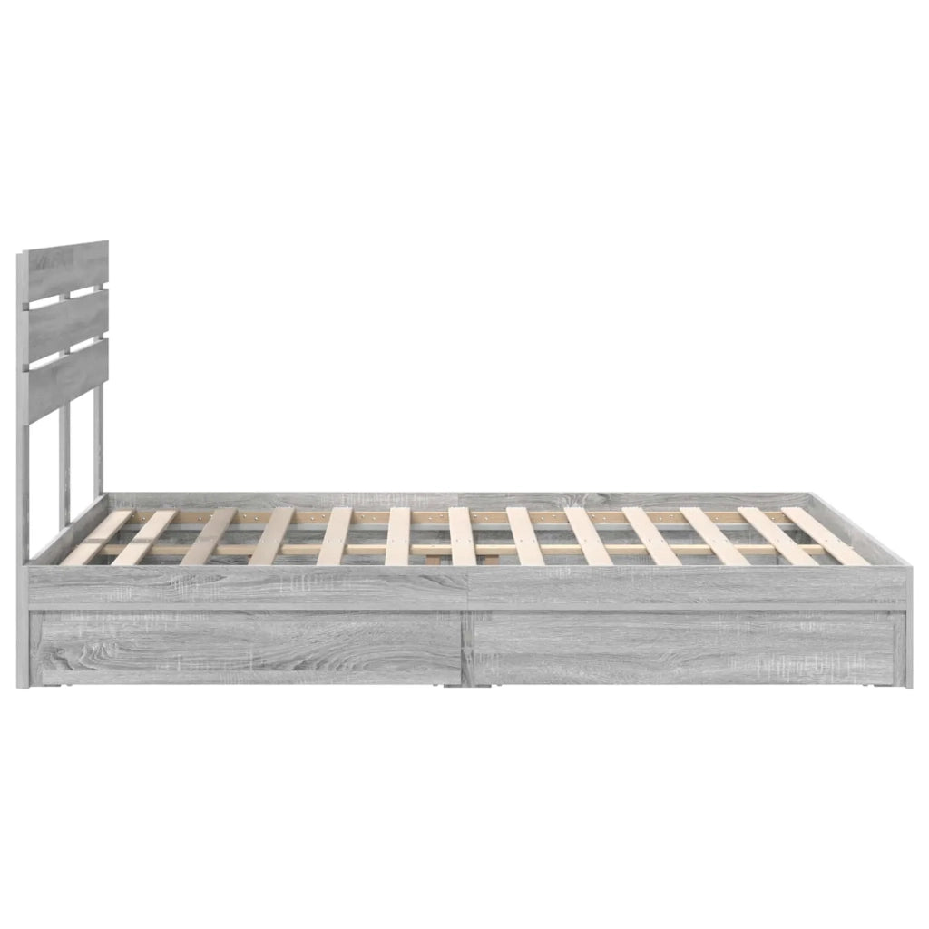 Letto con Contenitore con testiera Grigio Sonoma 160 x 200 cm