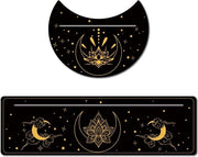 Set di 2 Cartine per Tarocchi in Legno - Forma Lunare e Quadrata - Nero - Strumenti Cerimoniali - Adatto per Tarocchi - Luna e Solare