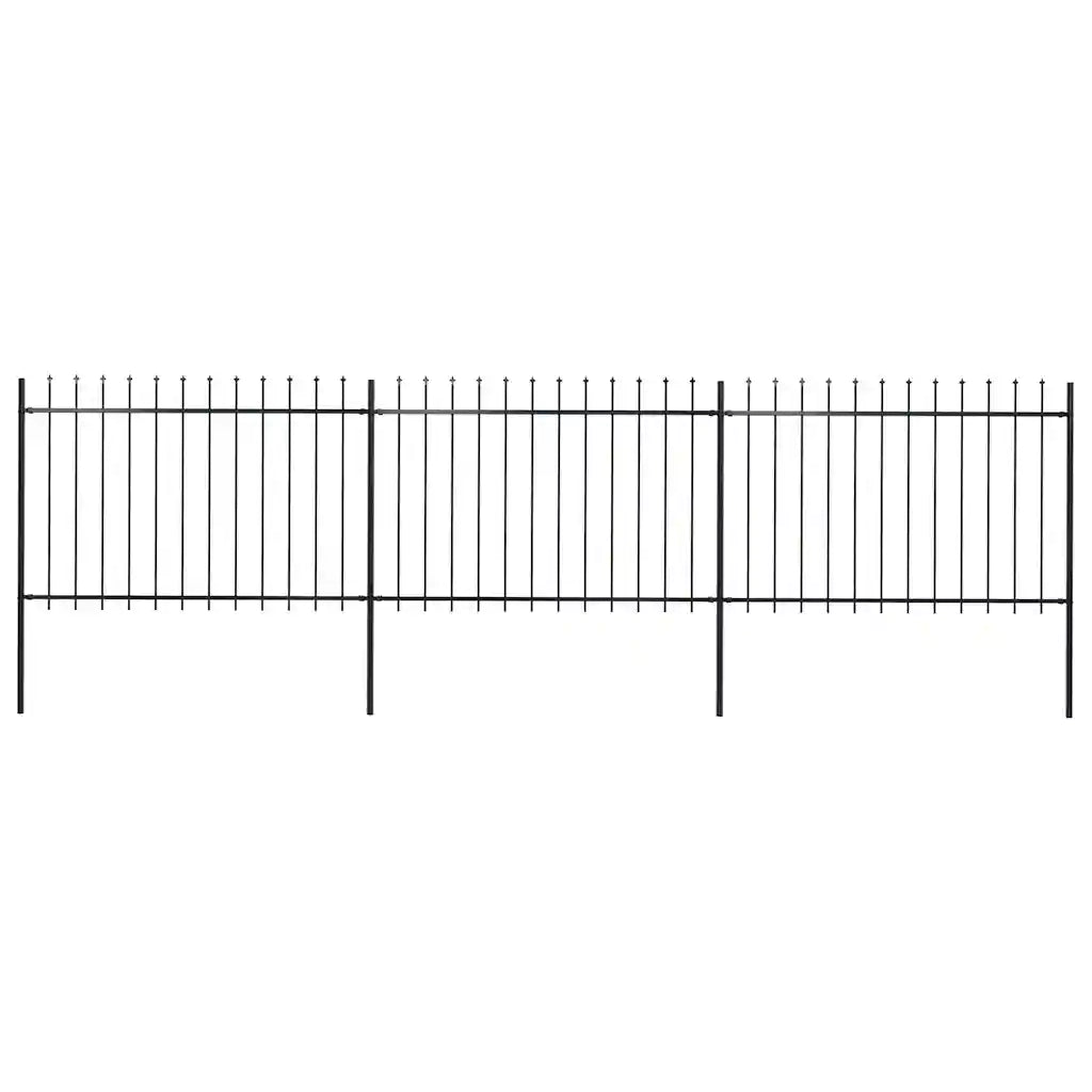 Recinzione da Giardino con Punta a Lancia in Acciaio 504x120 cm Nero 277622