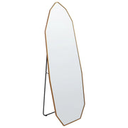 Specchio a stelo con cornice in alluminio dorato 49 x 165 cm con supporto Forma irregolare con cornice a tutta lunghezza Design moderno