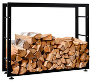 Esclusivo portalegna KERI V2 in metallo nero,25x100x80 cm