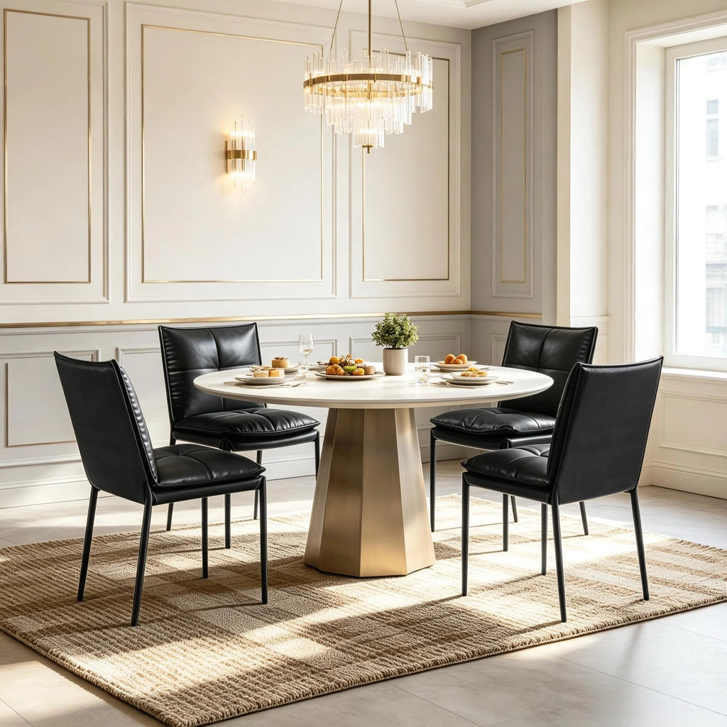 SEDIA DA PRANZO Set 4 pezzi 48x55x87 cm Nero in ecopelle e metallo