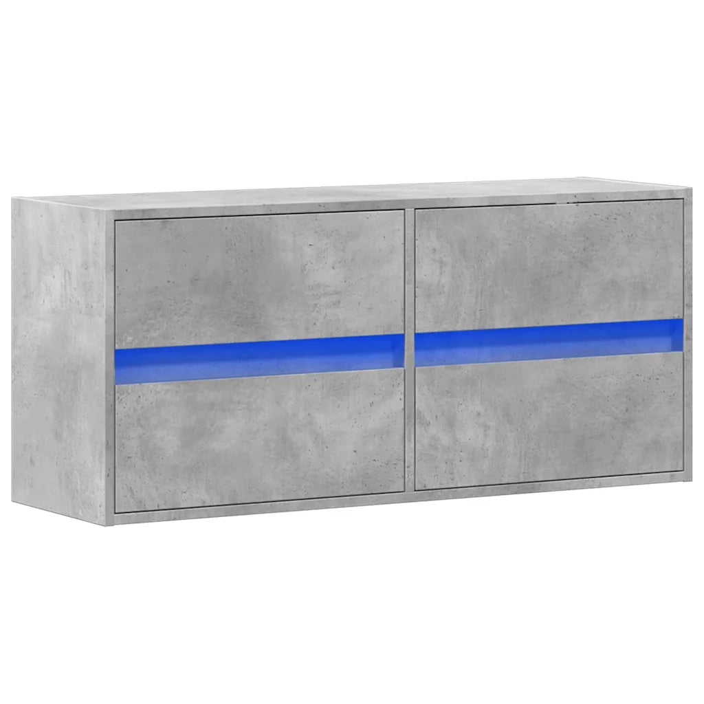 Mobile TV a Parete con Luci LED Grigio Cemento 100x31x45 cm