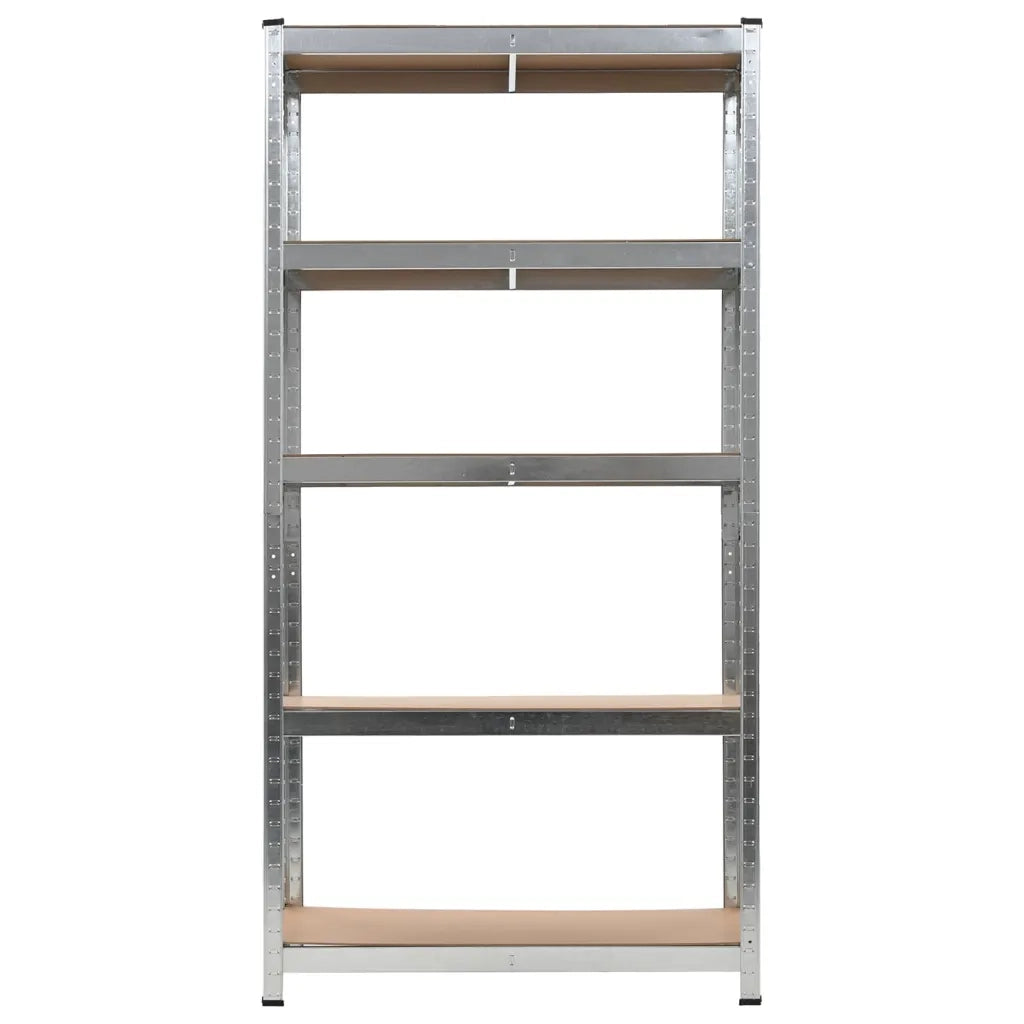 Scaffale Resistente 5 Strati Argento in Acciaio e Multistrato 30063
