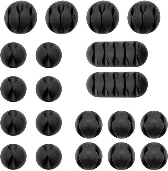 Cable clips per cavi - 20 pezzi autoadesivi - nero