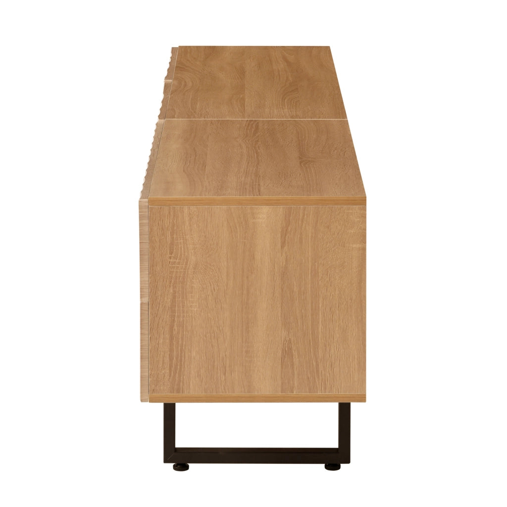 Mobile TV ULEVR 180x38x51,5 cm con 2 ante, 2 cassetti e passacavi, naturale