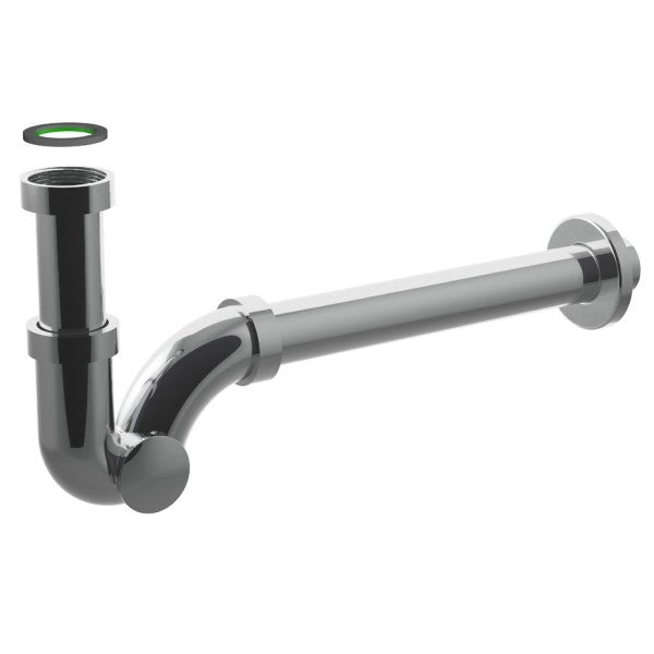 SIFONE SCARICO A ESSE IN OTTONE CROMATO SENZA PILETTA PER BIDET CON ISPEZIONE LATERALE - ATTACCO PILETTA 1 - SCARICO ø26X250 MM  - BON