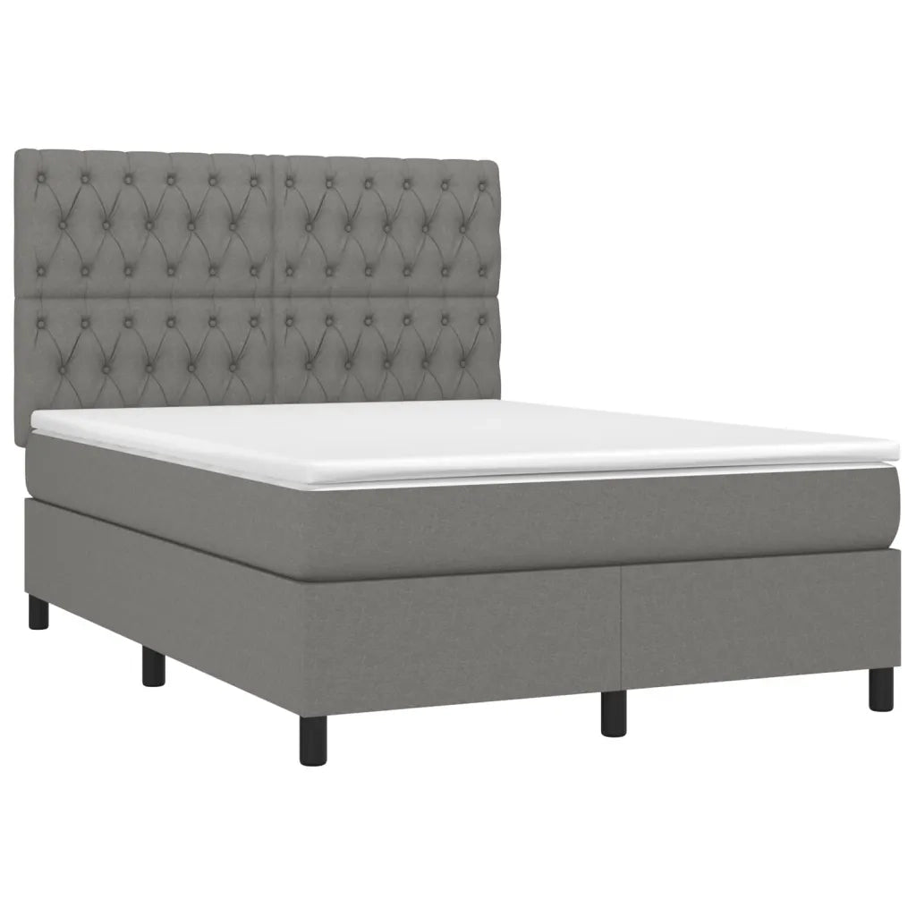 Giroletto a Molle con Materasso Grigio Scuro 140x190 cm Tessuto 3142010