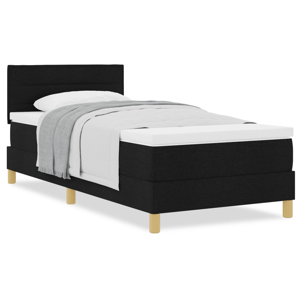 Letto con Box Spring e Materasso Nero 100x200 cm Tessuto
