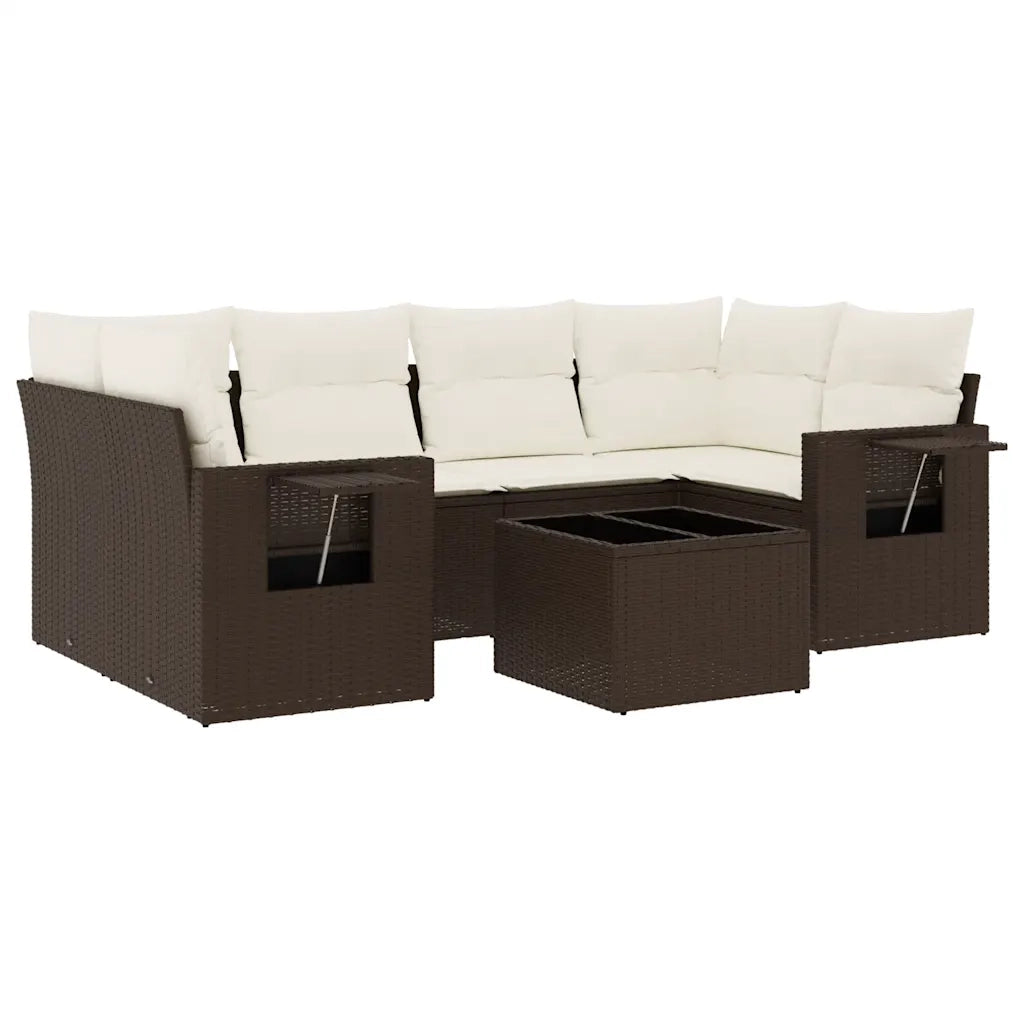Set Divani da Giardino 7 pz con Cuscini Marrone in Polyrattan 3252260