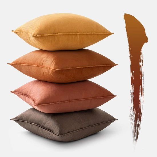 Set di 4 coprisacco 50x50 cm in velluto khaki Serie decorativa coprisacco per divano coprisacco per sedia da soggiorno coprisacco per camera da letto con bordo avvolto coprisacco decorativo per divano per soggiorno e camera da letto.