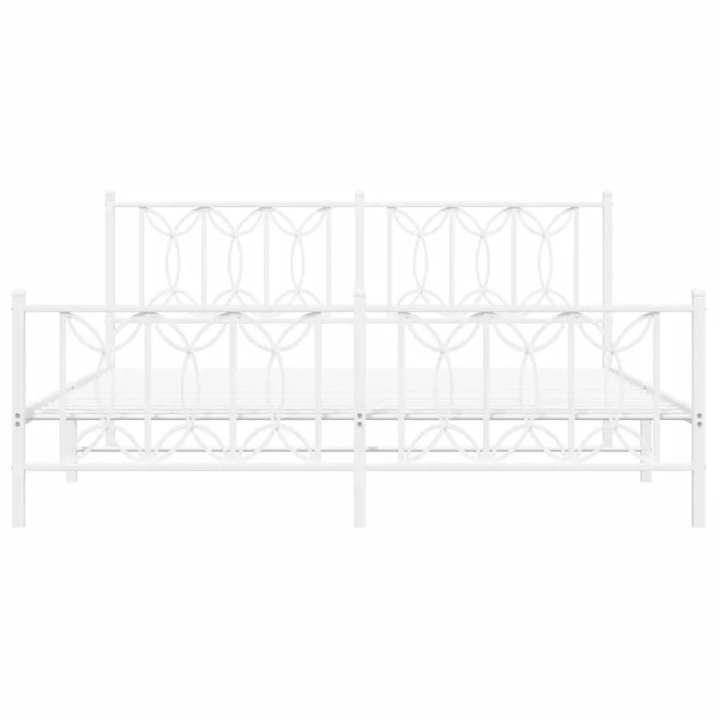 Giroletto con Testiera e Pediera Metallo Bianco 180x200 cm 376199