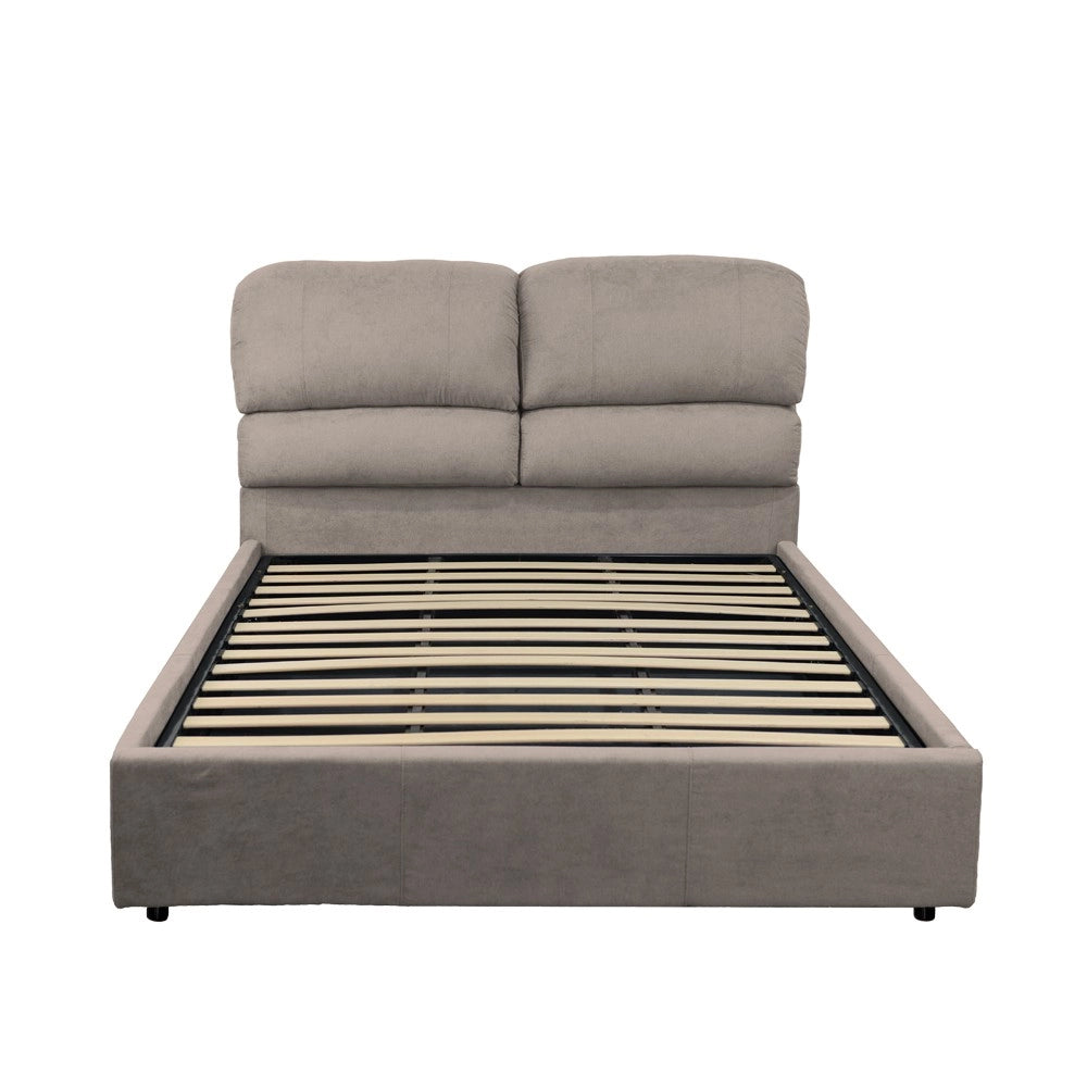 Letto matrimoniale contenitore Sofaback in tessuto tortora 178x222x120H